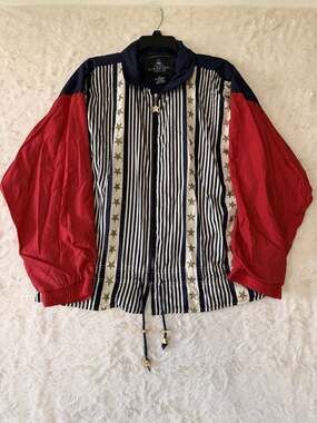 Casual Isle Vintage USA Star Striped Windbreaker Size L